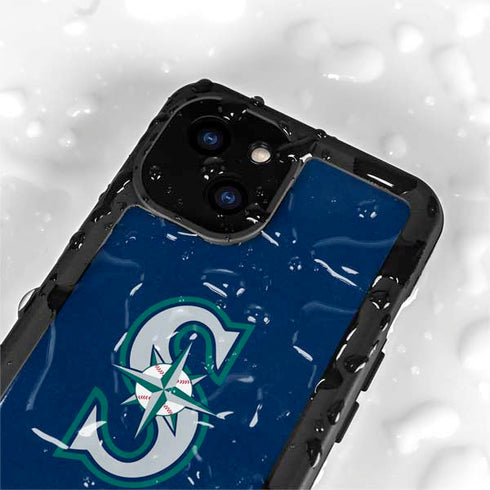 MLB Seattle Mariners - Solid Distressed iPhone 15 Waterproof Case