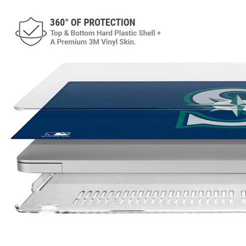 MLB Seattle Mariners - Solid Distressed MacBook Air 15in (2023-2025) Case plus Skin