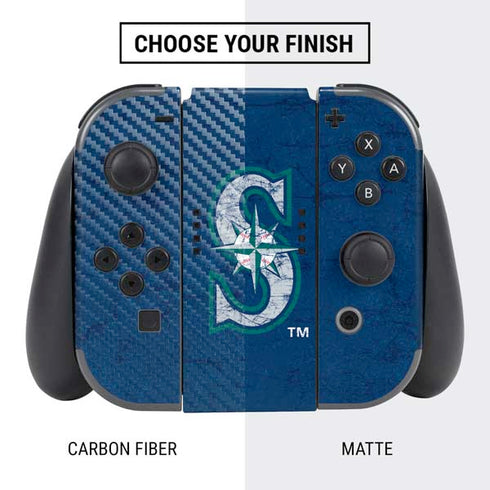 MLB Seattle Mariners - Solid Distressed Nintendo Switch Bundle Skin