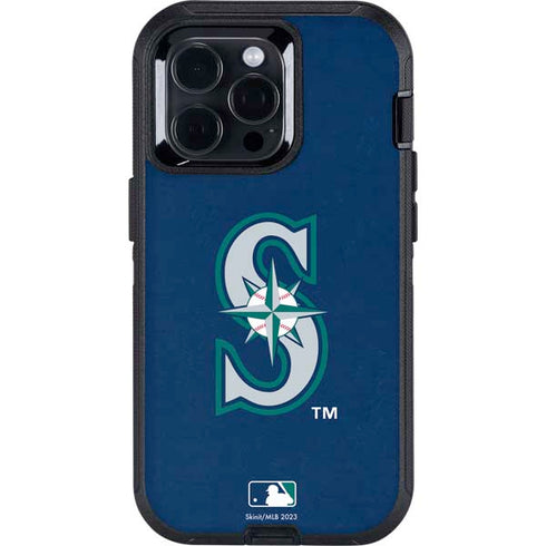 MLB Seattle Mariners - Solid Distressed Otterbox Defender iPhone Skin