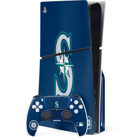 MLB Seattle Mariners - Solid Distressed PS5 Slim Disk Bundle Skin
