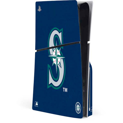 MLB Seattle Mariners - Solid Distressed PS5 Slim Disk Console Skin