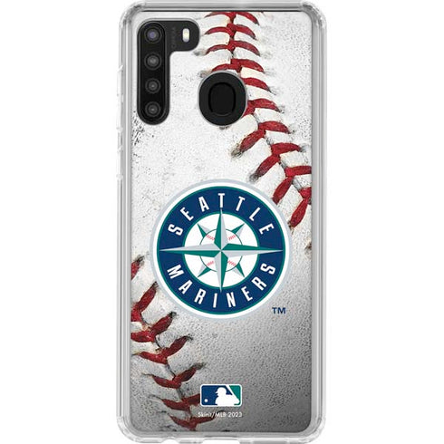 MLB Seattle Mariners Game Ball Galaxy A21 Clear Case