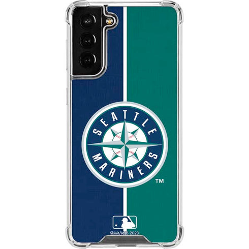 MLB Seattle Mariners Split Galaxy S21 FE Clear Case