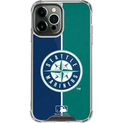 MLB Seattle Mariners Split iPhone 15 Pro Max Clear Case