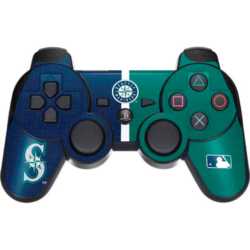 MLB Seattle Mariners Split PS3 Dual Shock wireless controller Skin