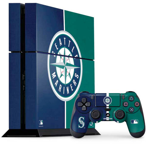 MLB Seattle Mariners Split PS4 Console and Controller Bundle Skin