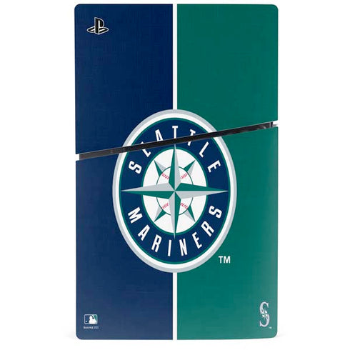 MLB Seattle Mariners Split PS5 Slim Digital Edition Bundle Skin