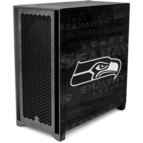 NFL Seattle Seahawks Black & White Corsair 4000D Tempered Glass Mid-Tower ATX Case Skin