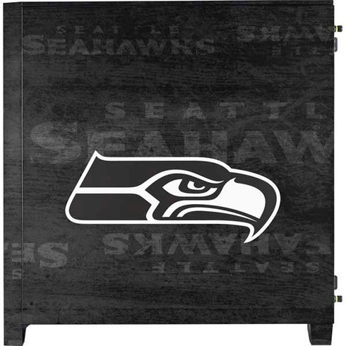NFL Seattle Seahawks Black & White Corsair 4000D Tempered Glass Mid-Tower ATX Case Skin