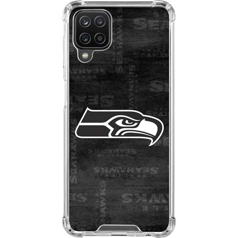 NFL Seattle Seahawks Black & White Galaxy A12 Clear Case