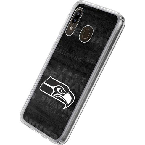 NFL Seattle Seahawks Black & White Galaxy A20 Clear Case