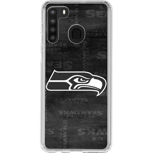 NFL Seattle Seahawks Black & White Galaxy A21 Clear Case