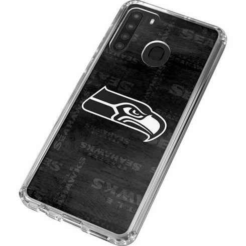 NFL Seattle Seahawks Black & White Galaxy A21 Clear Case