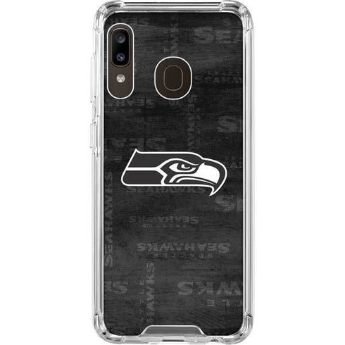 NFL Seattle Seahawks Black & White Galaxy A30 Clear Case
