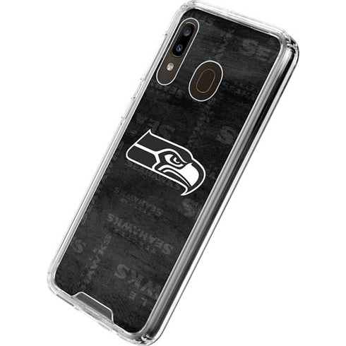 NFL Seattle Seahawks Black & White Galaxy A30 Clear Case