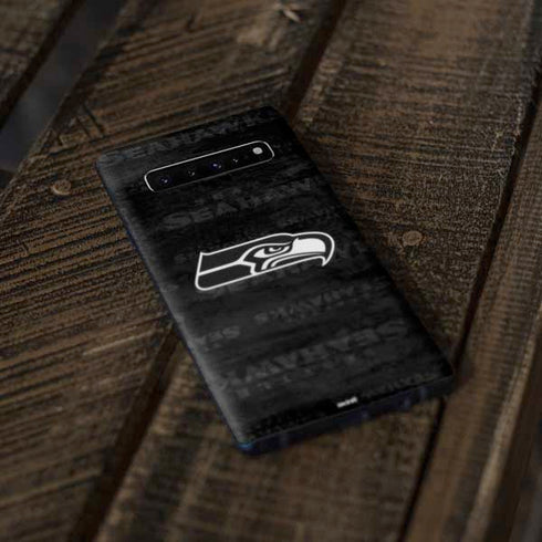 NFL Seattle Seahawks Black & White Galaxy S10 Skin
