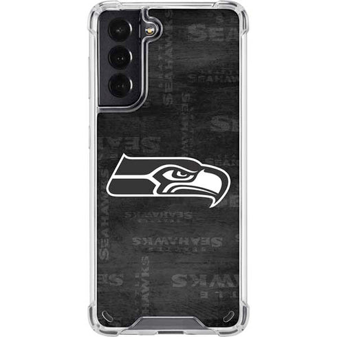 NFL Seattle Seahawks Black & White Galaxy S21 5G Clear Case