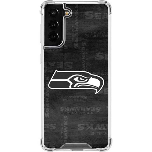 NFL Seattle Seahawks Black & White Galaxy S21 FE Clear Case