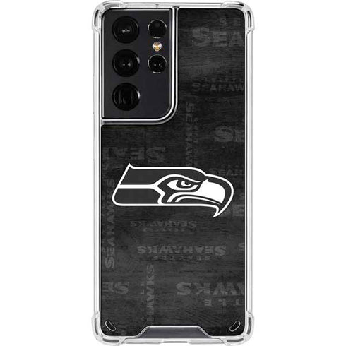 NFL Seattle Seahawks Black & White Galaxy S21 Ultra 5G Clear Case