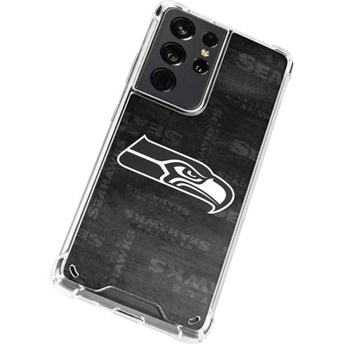 NFL Seattle Seahawks Black & White Galaxy S21 Ultra 5G Clear Case
