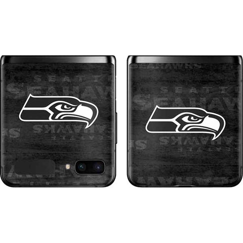 NFL Seattle Seahawks Black & White Galaxy Z Flip Skin