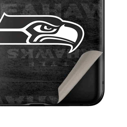 NFL Seattle Seahawks Black & White Galaxy Z Flip Skin