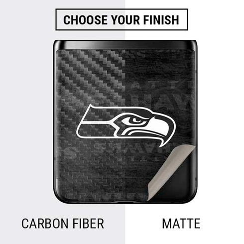 NFL Seattle Seahawks Black & White Galaxy Z Flip Skin