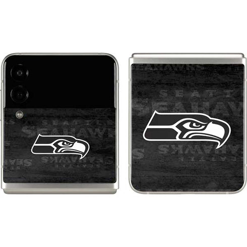 NFL Seattle Seahawks Black & White Galaxy Z Flip3 5G Skin