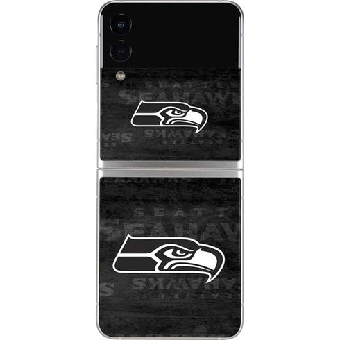 NFL Seattle Seahawks Black & White Galaxy Z Flip3 5G Skin
