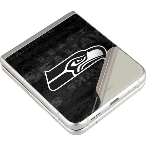 NFL Seattle Seahawks Black & White Galaxy Z Flip3 5G Skin