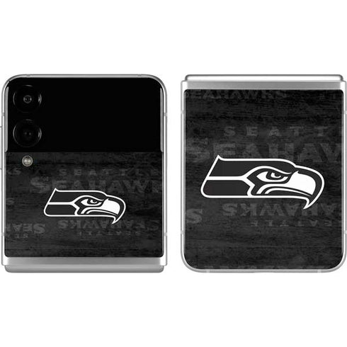 NFL Seattle Seahawks Black & White Galaxy Z Flip4 5G Skin