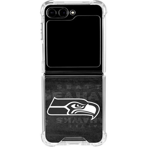 NFL Seattle Seahawks Black & White Galaxy Z Flip5 5G Clear Case