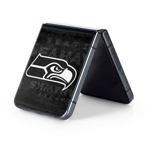 NFL Seattle Seahawks Black & White Galaxy Z Flip5 5G Skin