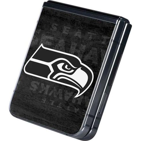 NFL Seattle Seahawks Black & White Galaxy Z Flip5 5G Skin