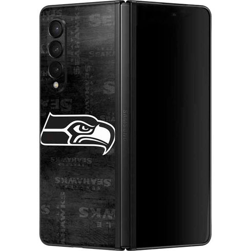 NFL Seattle Seahawks Black & White Galaxy Z Fold3 5G Skin