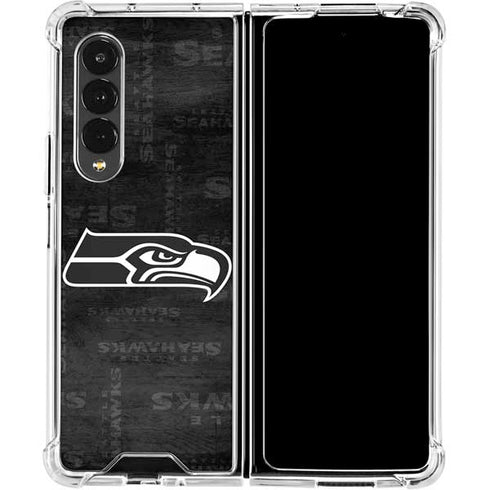 NFL Seattle Seahawks Black & White Galaxy Z Fold4 5G Clear Case