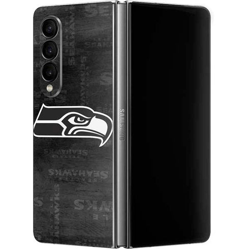 NFL Seattle Seahawks Black & White Galaxy Z Fold4 5G Skin