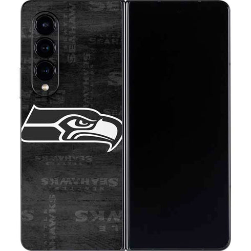 NFL Seattle Seahawks Black & White Galaxy Z Fold4 5G Skin