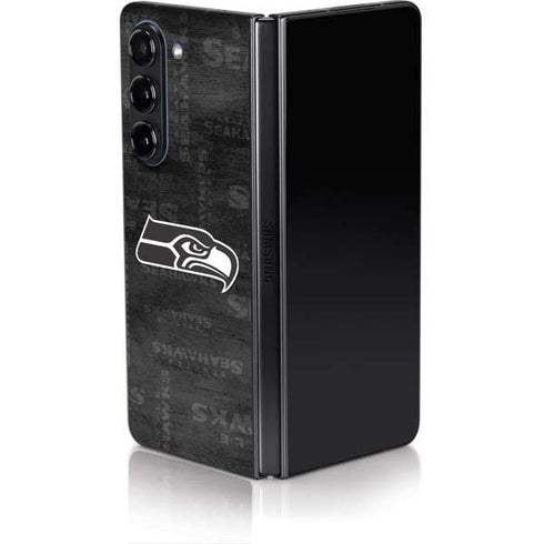 NFL Seattle Seahawks Black & White Galaxy Z Fold5 5G Skin