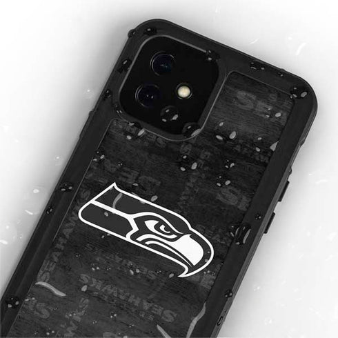 NFL Seattle Seahawks Black & White iPhone 12 Mini Waterproof Case