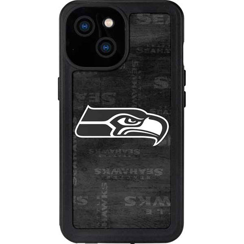 NFL Seattle Seahawks Black & White iPhone 13 Mini Waterproof Case