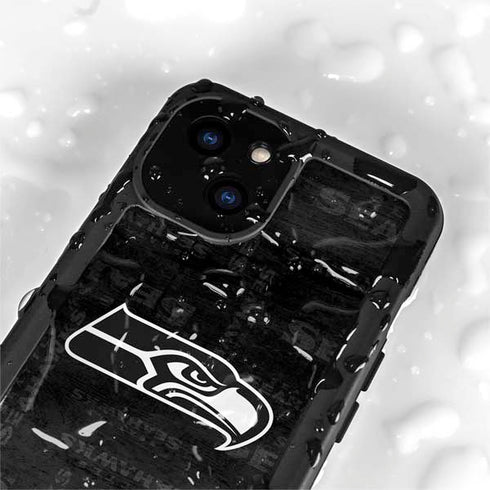 NFL Seattle Seahawks Black & White iPhone 13 Mini Waterproof Case