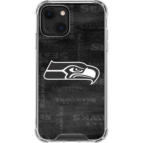 NFL Seattle Seahawks Black & White iPhone 15 Plus Clear Case