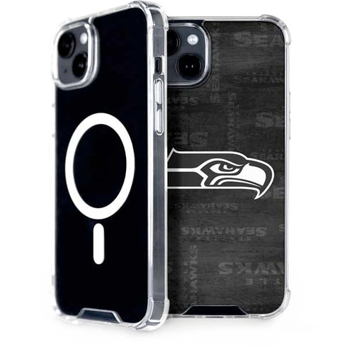 NFL Seattle Seahawks Black & White iPhone 15 Plus MagSafe Case