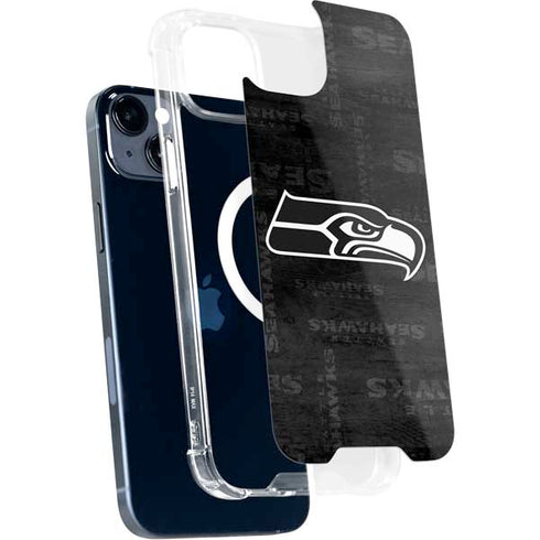 NFL Seattle Seahawks Black & White iPhone 15 Plus MagSafe Case
