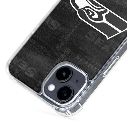 NFL Seattle Seahawks Black & White iPhone 15 Plus MagSafe Case