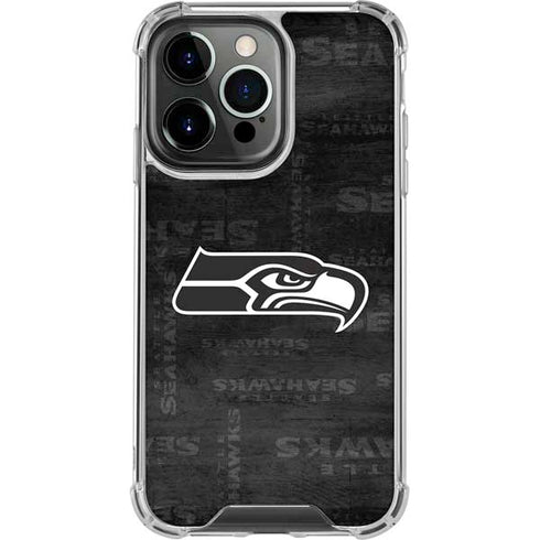 NFL Seattle Seahawks Black & White iPhone 14 Pro Clear Case