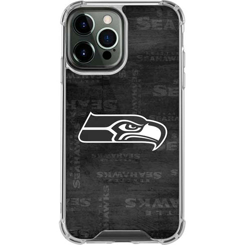 NFL Seattle Seahawks Black & White iPhone 14 Pro Max Clear Case