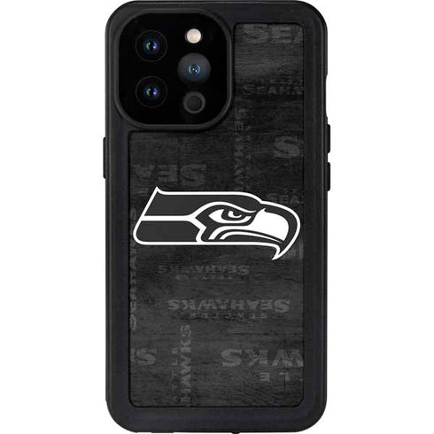NFL Seattle Seahawks Black & White iPhone 14 Pro Max Waterproof Case